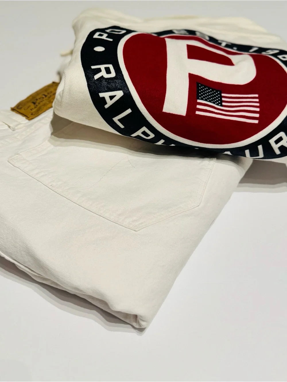 Polo by Ralph Lauren Men's Denim Off-White Jean jacket matching set